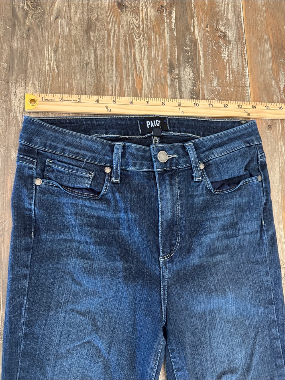PAIGE High-Rise Dark Blue Denim Jeans